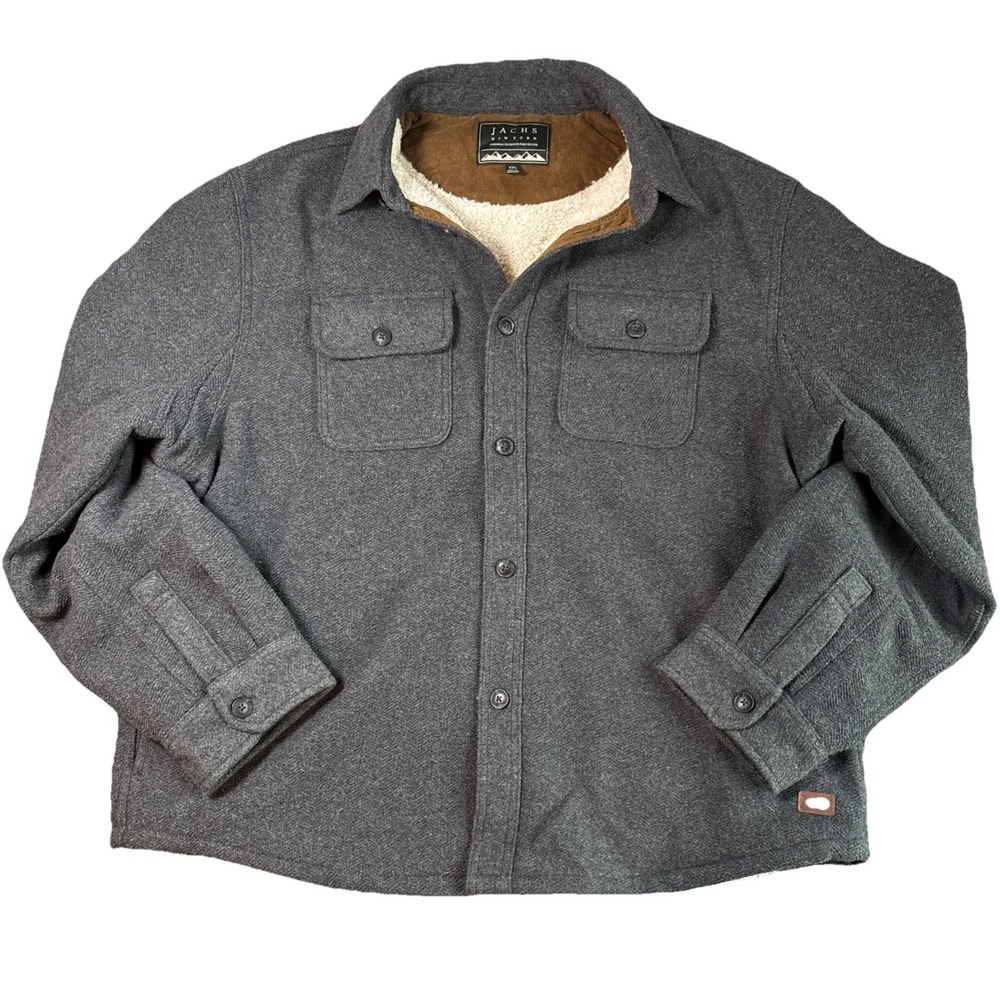 Jachs New York Mens Gray Wool Blend Sherpa Lined‎ Shirt Jacket XXL 1417743